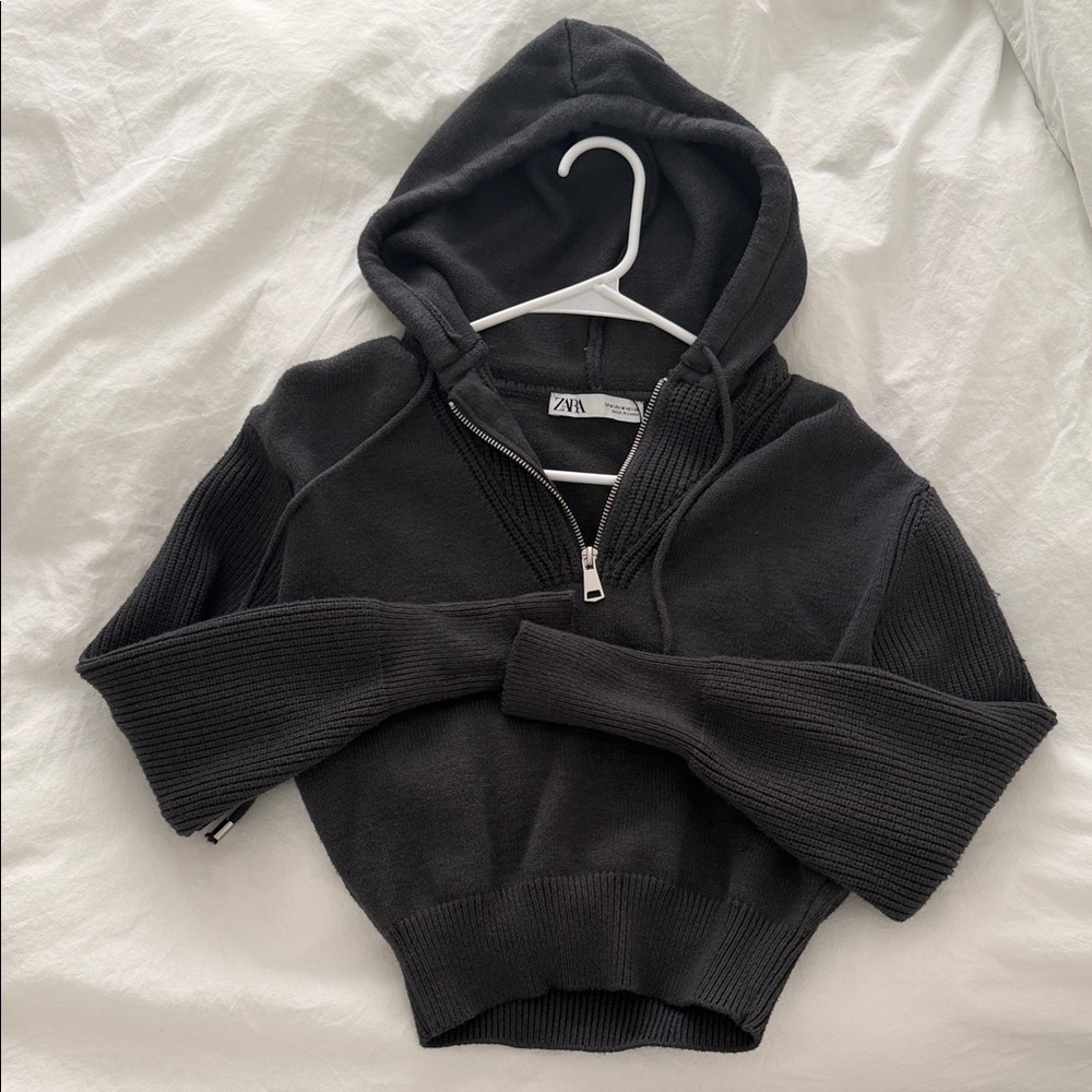 Zara Charcoal Hooded Pullover